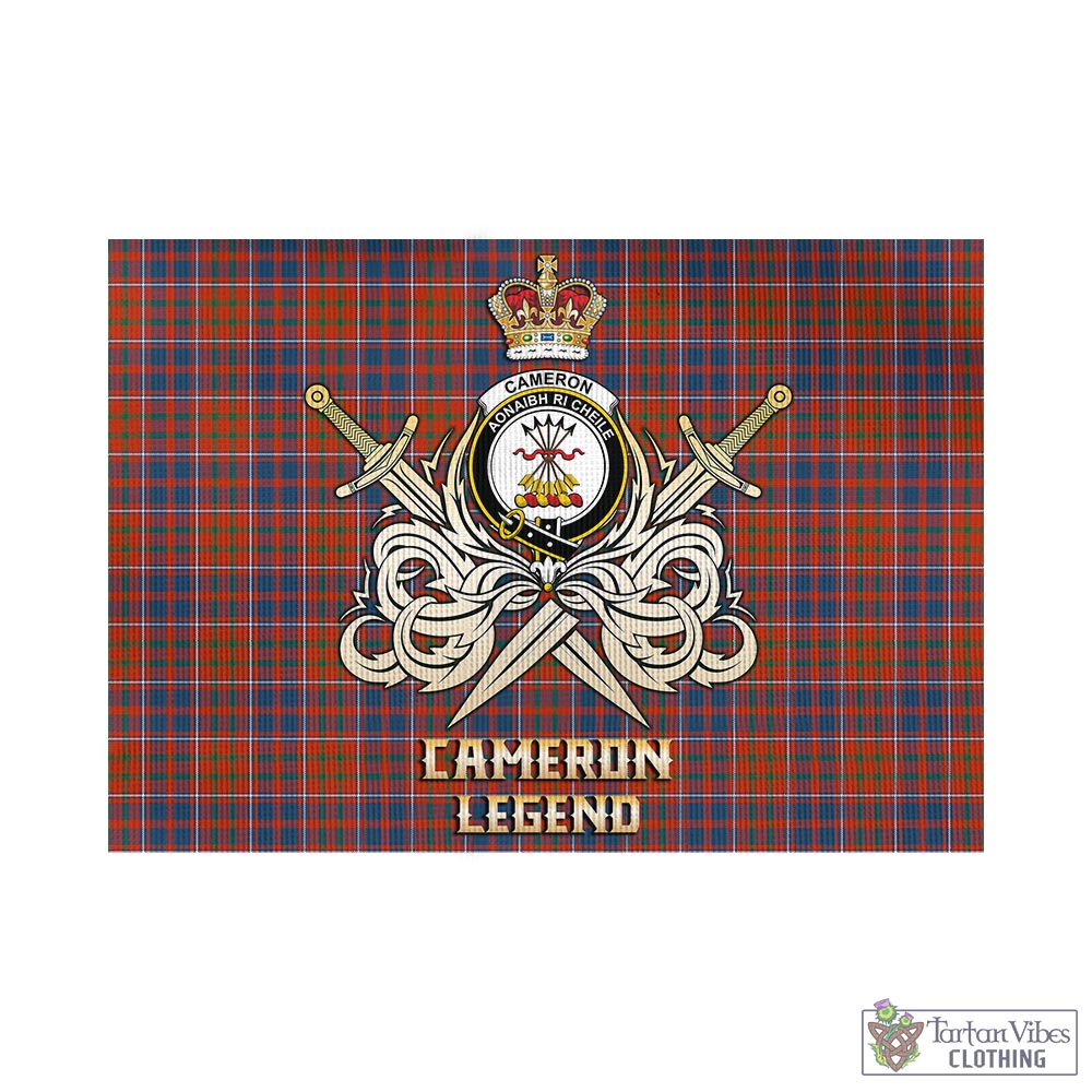 Tartan Vibes Clothing Cameron of Lochiel Ancient Tartan Flag with Clan Crest and the Golden Sword of Courageous Legacy