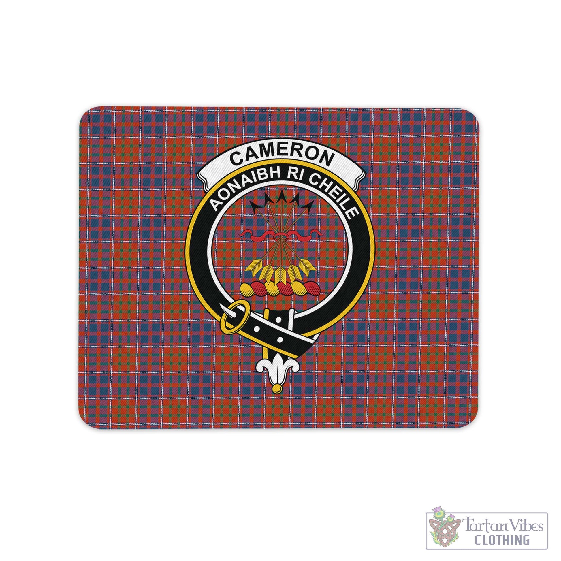 Tartan Vibes Clothing Cameron of Lochiel Ancient Tartan Mouse Pad with Family Crest