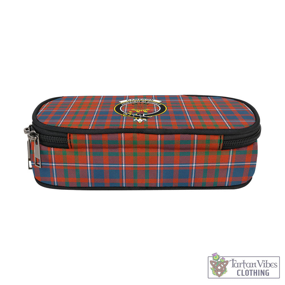 Tartan Vibes Clothing Cameron of Lochiel Ancient Tartan Pen and Pencil Case with Family Crest