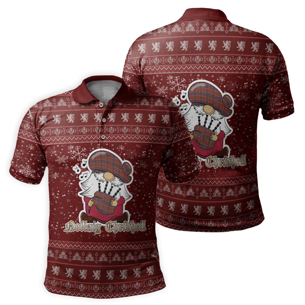 Cameron of Lochiel Ancient Clan Christmas Family Polo Shirt with Funny Gnome Playing Bagpipes - Tartanvibesclothing