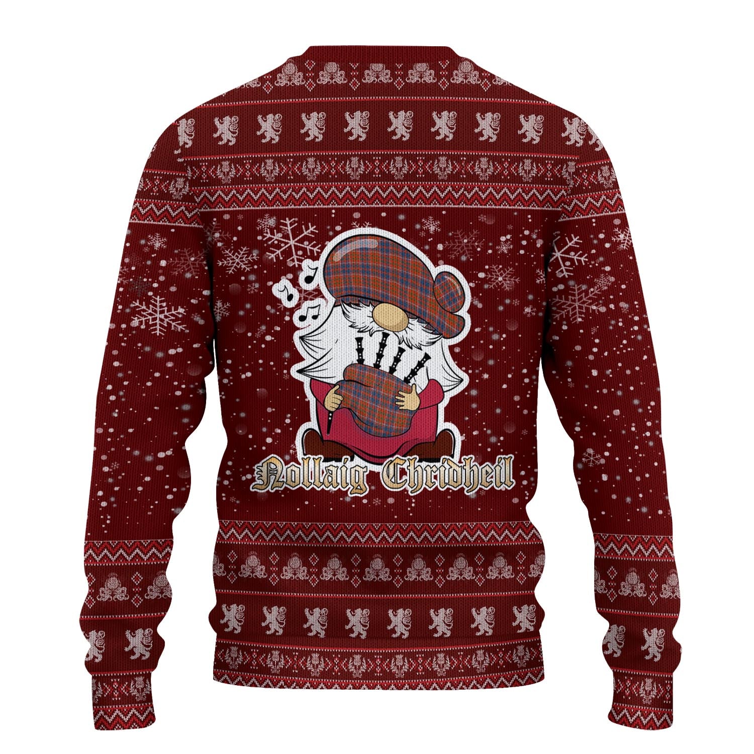 Cameron of Lochiel Ancient Clan Christmas Family Knitted Sweater with Funny Gnome Playing Bagpipes - Tartanvibesclothing