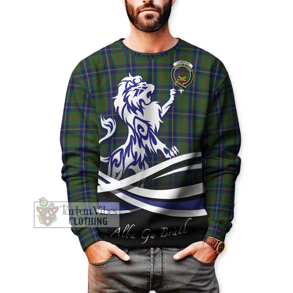 Cameron of Lochiel Hunting Tartan Sweatshirt with Alba Gu Brath Regal Lion Emblem Unisex - Tartanvibesclothing Shop