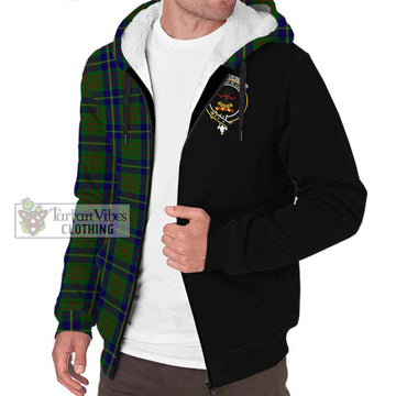 Cameron of Lochiel Hunting Tartan Sherpa Hoodie with Family Crest and Half Of Me Style