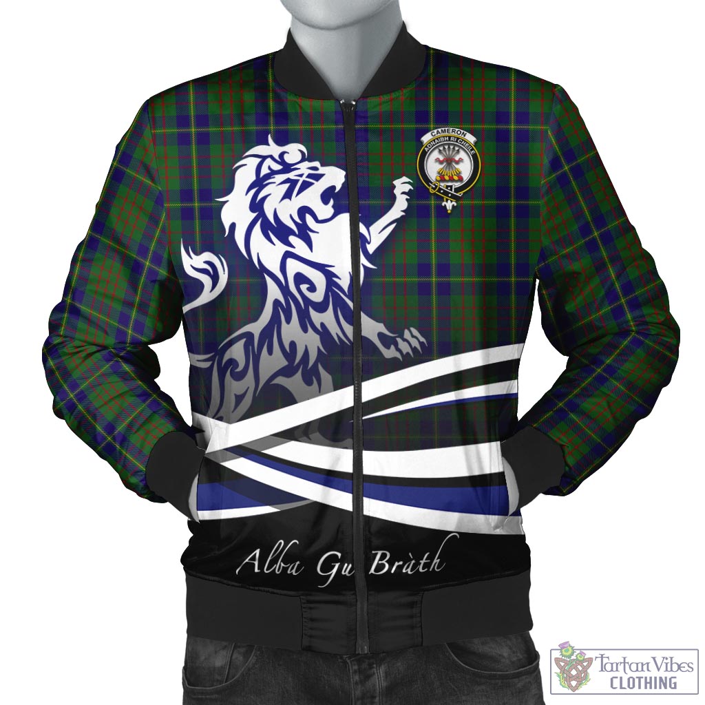 Tartan Vibes Clothing Cameron of Lochiel Hunting Tartan Bomber Jacket with Alba Gu Brath Regal Lion Emblem