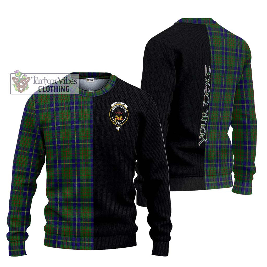 Cameron of Lochiel Hunting Tartan Knitted Sweater with Family Crest and Half Of Me Style Unisex - Tartanvibesclothing Shop