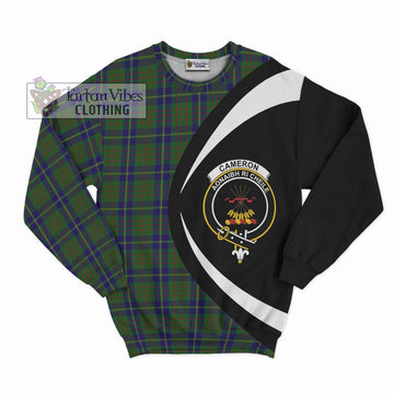 Cameron of Lochiel Hunting Tartan Sweatshirt with Family Crest Circle Style