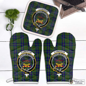 Cameron of Lochiel Hunting Tartan Combo Oven Mitt & Pot-Holder with Family Crest