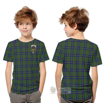 Cameron of Lochiel Hunting Tartan Kid T-Shirt with Family Crest