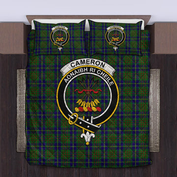 Cameron of Lochiel Hunting Tartan Quilt Bed Set with Family Crest