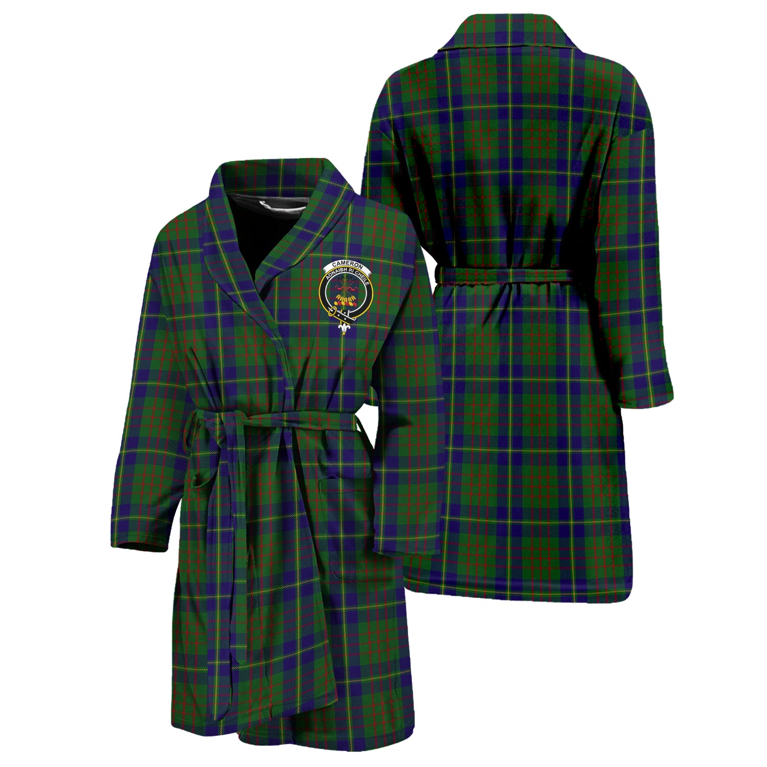 Cameron of Lochiel Hunting Tartan Bathrobe with Family Crest Unisex S - Tartan Vibes Clothing