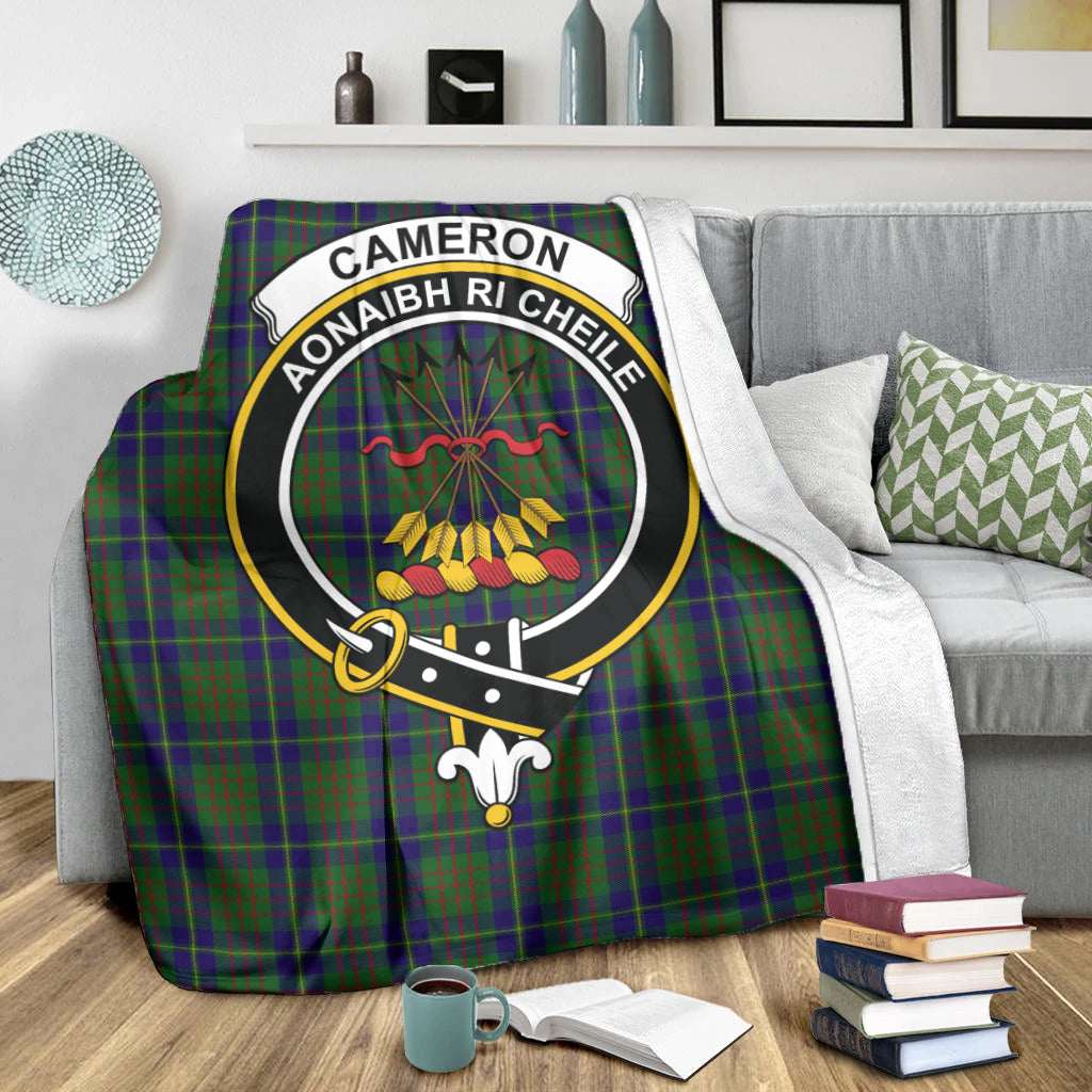 Cameron of Lochiel Hunting Tartan Blanket with Family Crest X-Large 59 x 79 inches 150 x 200 cm - Tartan Vibes Clothing