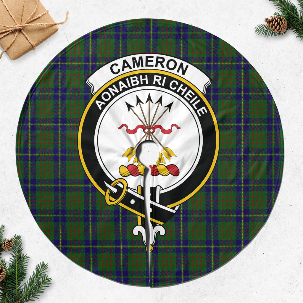 Cameron of Lochiel Hunting Tartan Christmas Tree Skirt with Family Crest - Tartanvibesclothing