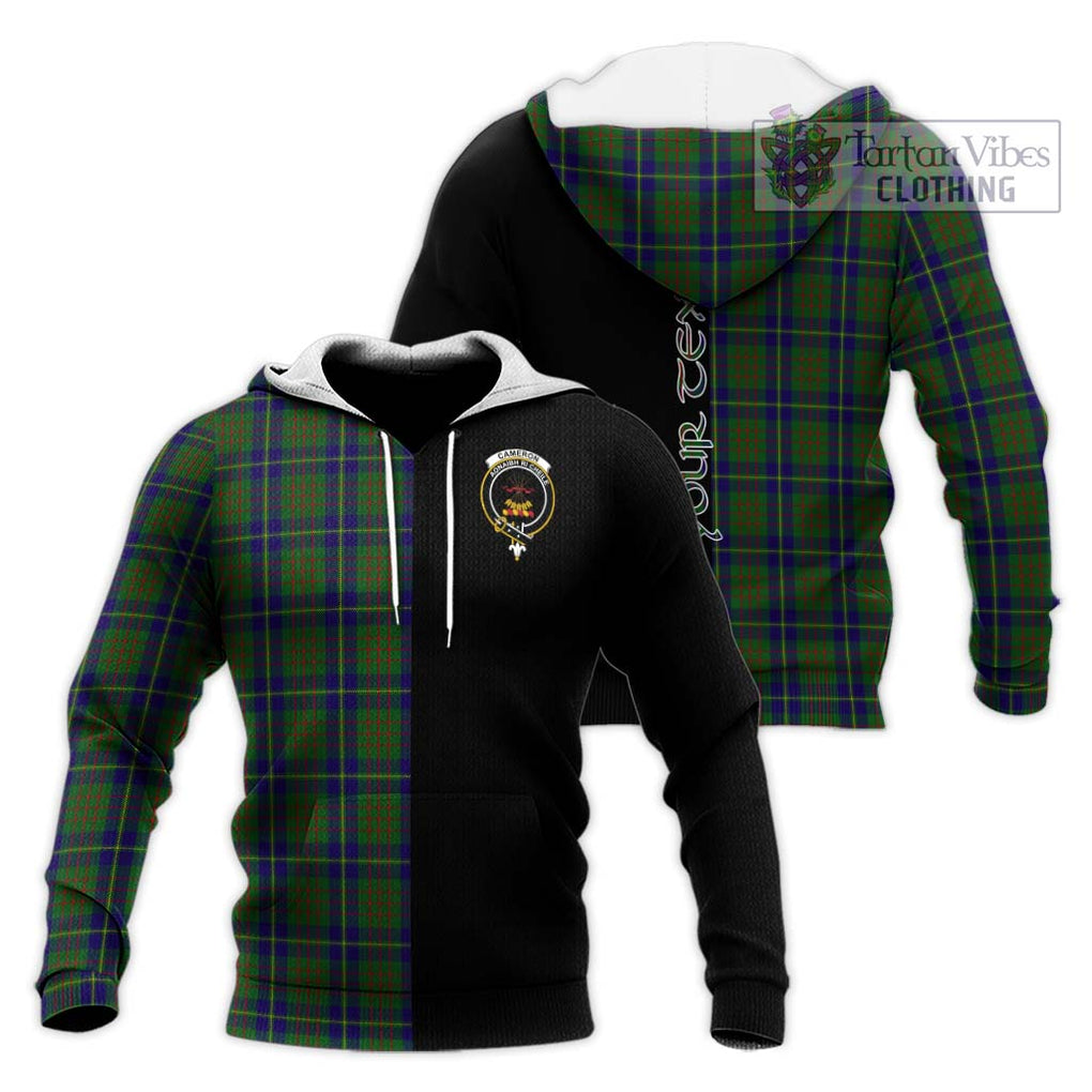 Cameron of Lochiel Hunting Tartan Knitted Hoodie with Family Crest and Half Of Me Style Unisex Knitted Pullover Hoodie - Tartanvibesclothing Shop