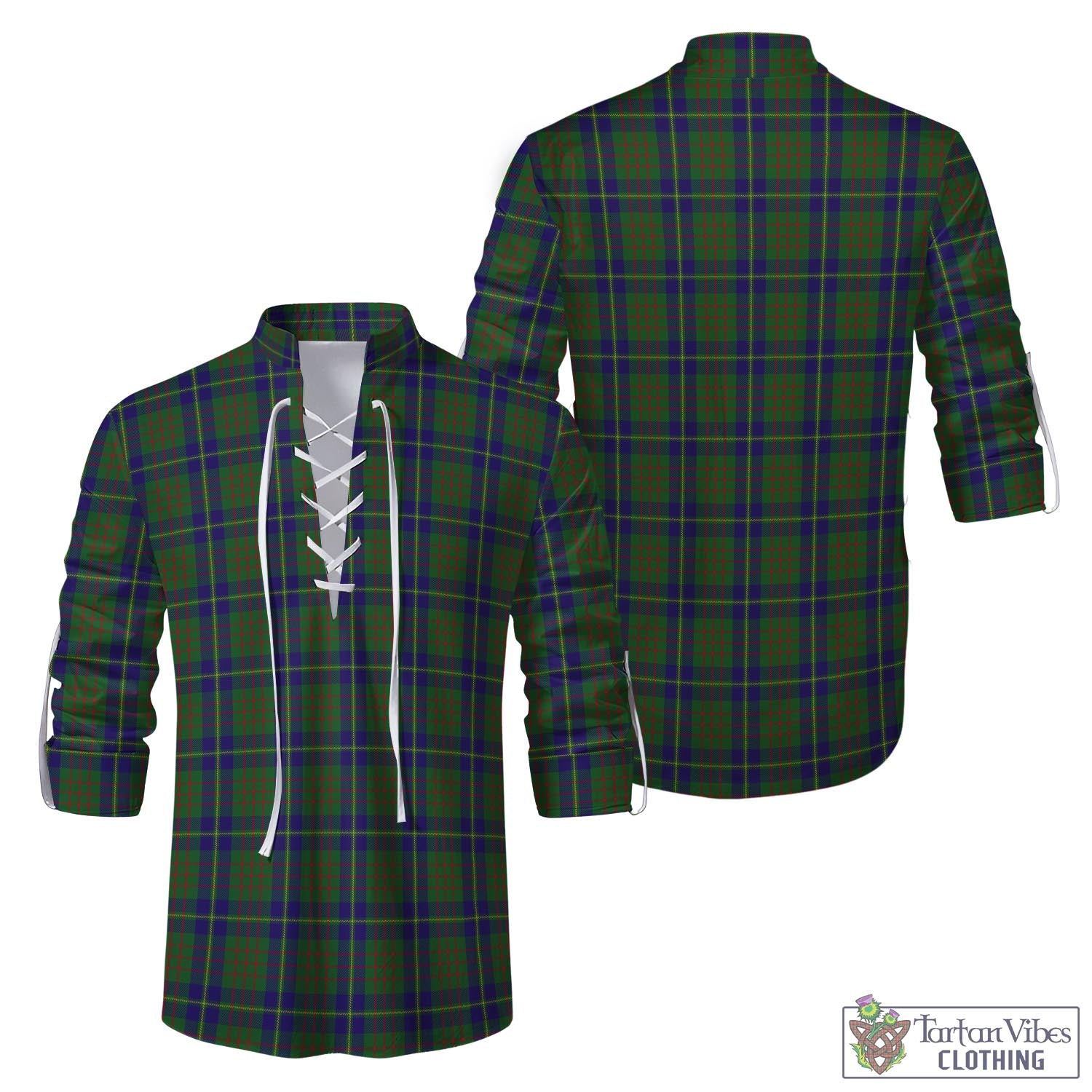 Tartan Vibes Clothing Cameron of Lochiel Hunting Tartan Men's Scottish Traditional Jacobite Ghillie Kilt Shirt