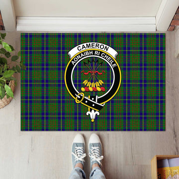 Cameron of Lochiel Hunting Tartan Door Mat with Family Crest