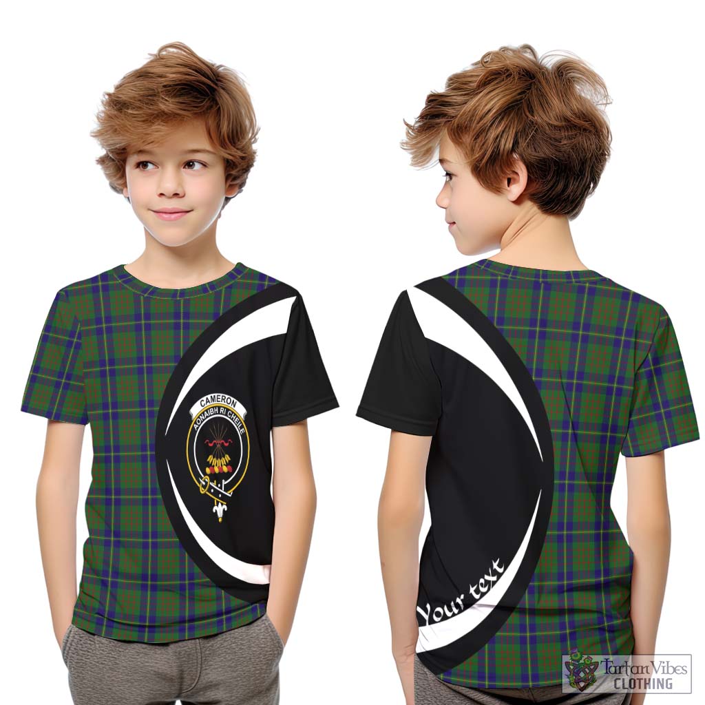 Cameron of Lochiel Hunting Tartan Kid T-Shirt with Family Crest Circle Style Youth XL Size14 - Tartan Vibes Clothing