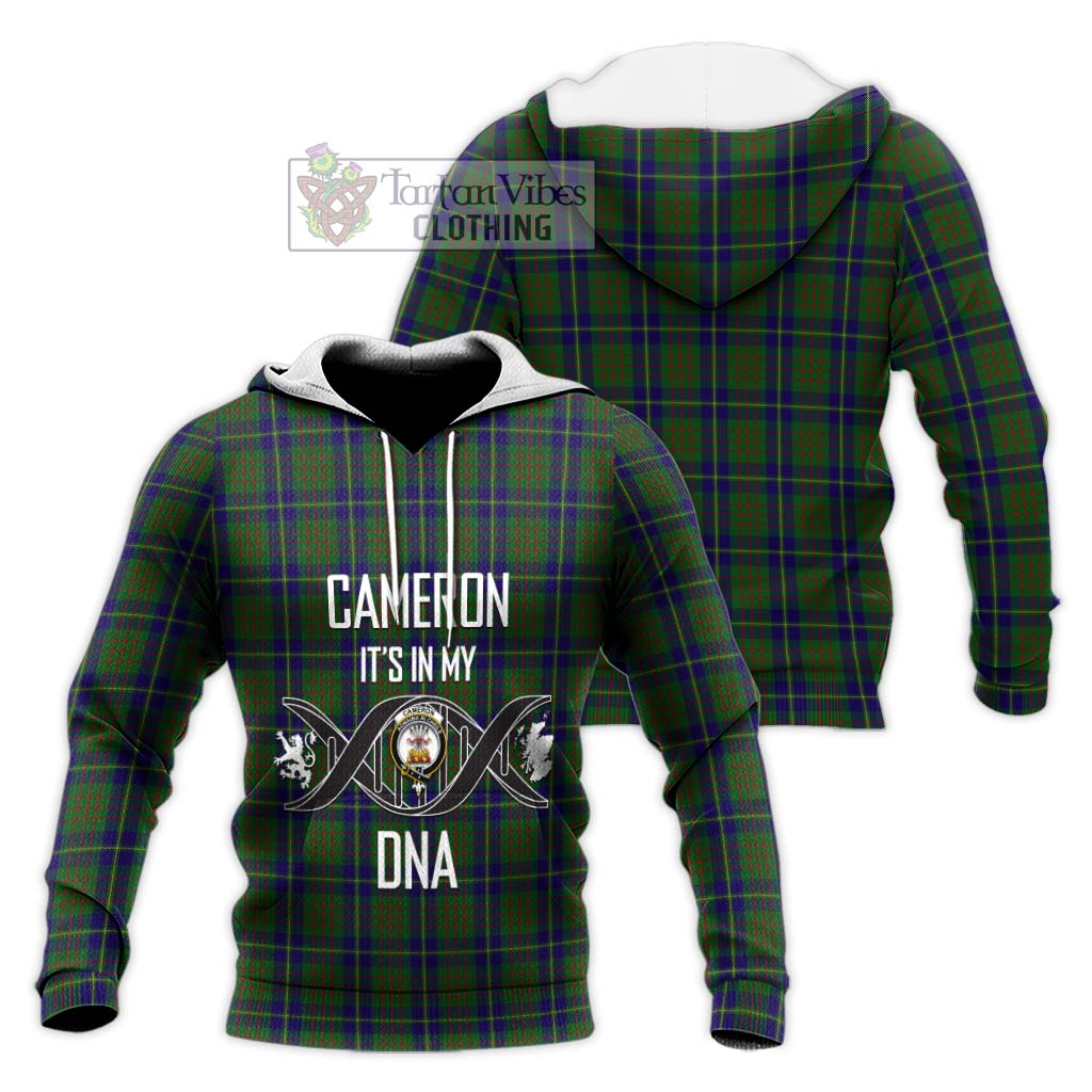 Tartan Vibes Clothing Cameron of Lochiel Hunting Tartan Knitted Hoodie with Family Crest DNA In Me Style