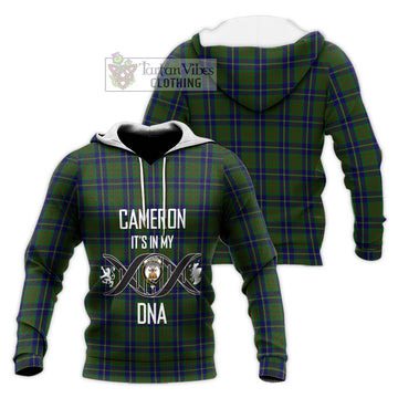 Cameron of Lochiel Hunting Tartan Knitted Hoodie with Family Crest DNA In Me Style