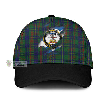 Cameron of Lochiel Hunting Tartan Classic Cap with Family Crest In Me Style