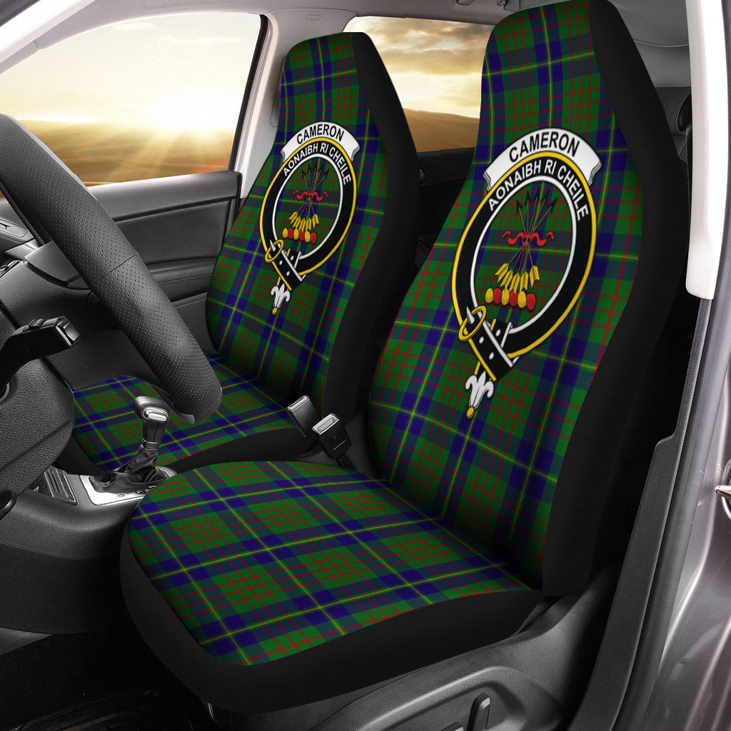 Cameron of Lochiel Hunting Tartan Car Seat Cover with Family Crest One Size - Tartanvibesclothing