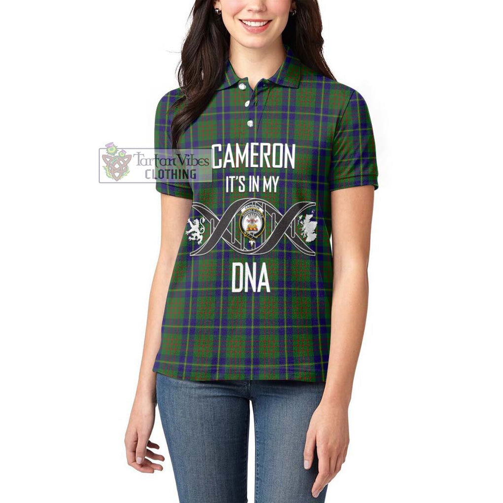 Cameron of Lochiel Hunting Tartan Women's Polo Shirt with Family Crest DNA In Me Style Women - Tartanvibesclothing Shop