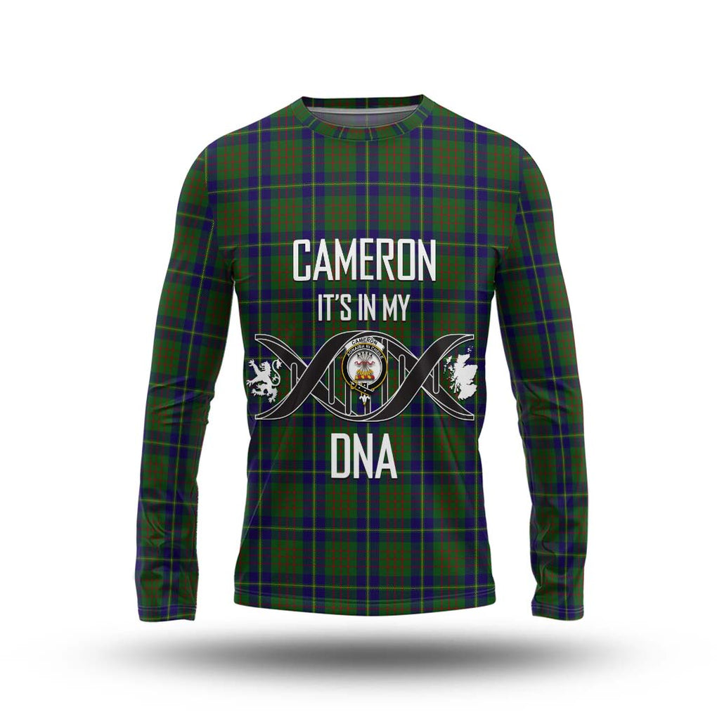 Cameron of Lochiel Hunting Tartan Long Sleeve T-Shirt with Family Crest DNA In Me Style Unisex - Tartanvibesclothing Shop