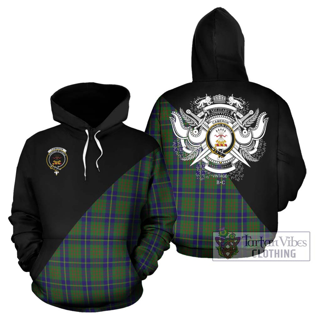 Cameron of Lochiel Hunting Tartan Hoodie with Family Crest and Military Logo Style Zip Hoodie - Tartanvibesclothing Shop