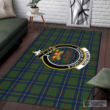 Cameron of Lochiel Hunting Tartan Area Rug with Family Crest