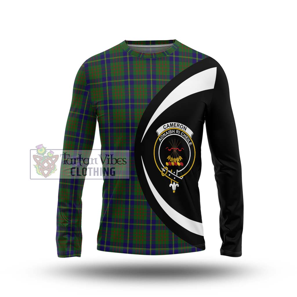 Cameron of Lochiel Hunting Tartan Long Sleeve T-Shirt with Family Crest Circle Style Unisex - Tartan Vibes Clothing