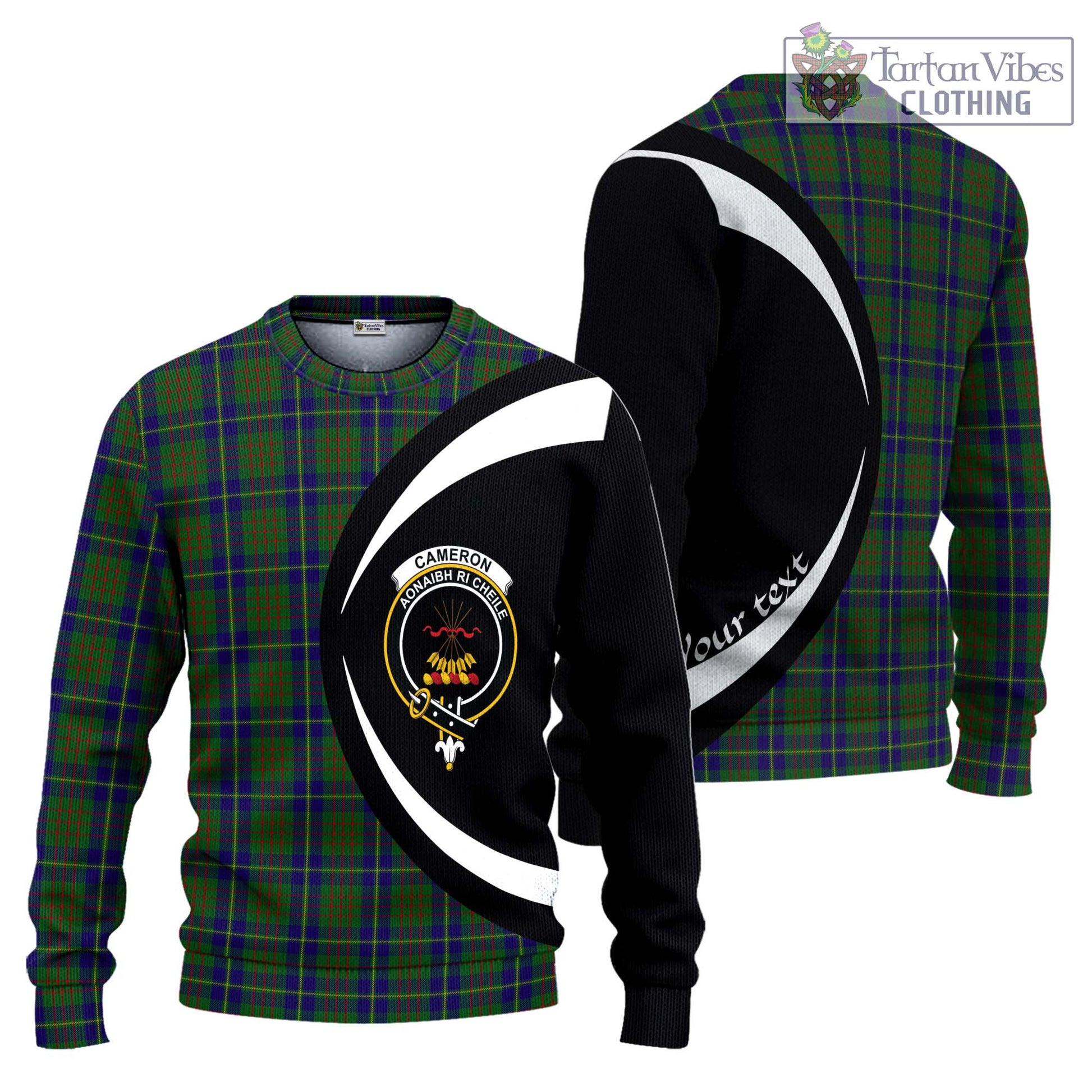 Cameron of Lochiel Hunting Tartan Ugly Sweater with Family Crest Circle Style Unisex - Tartan Vibes Clothing