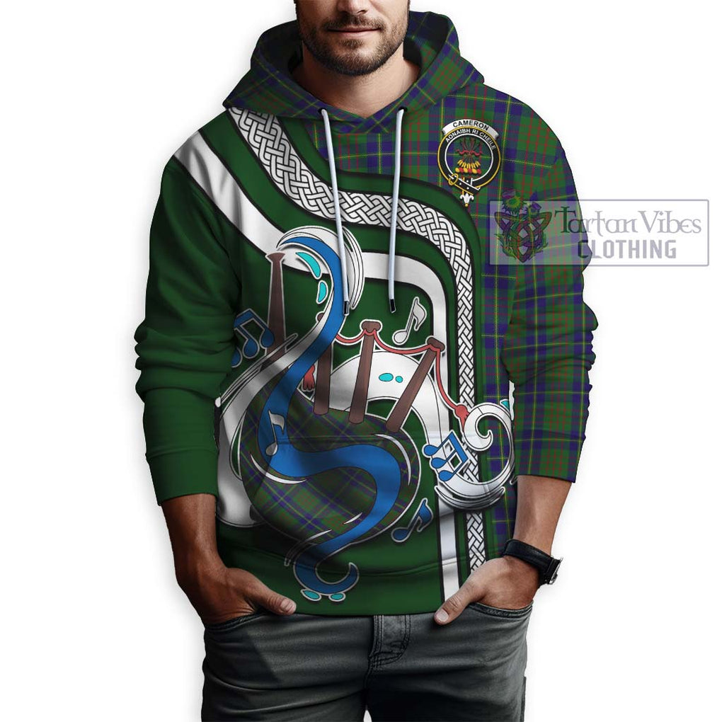 Cameron of Lochiel Hunting Tartan Hoodie with Epic Bagpipe Style Zip Hoodie - Tartanvibesclothing Shop