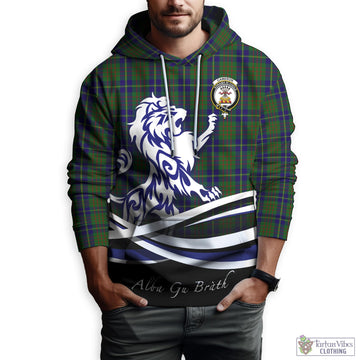 Cameron of Lochiel Hunting Tartan Hoodie with Alba Gu Brath Regal Lion Emblem