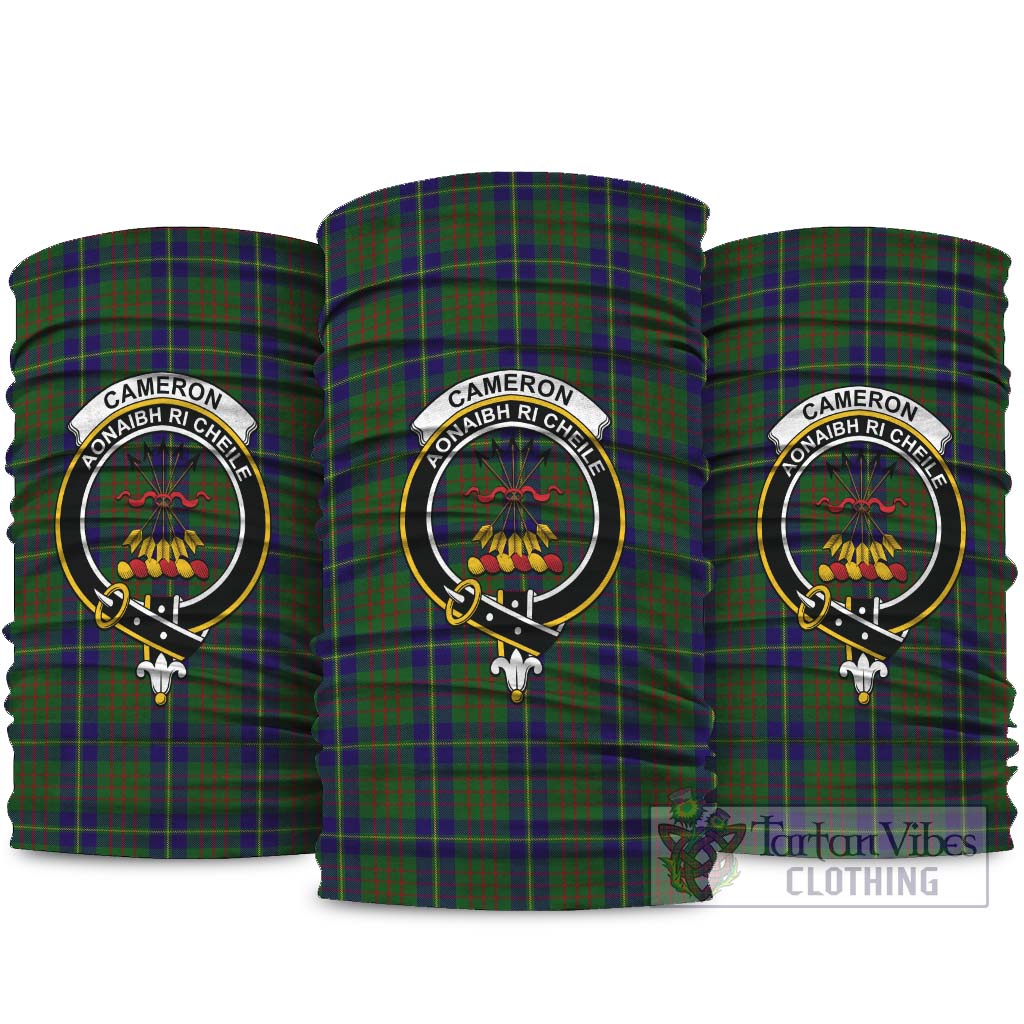 Cameron of Lochiel Hunting Tartan Neck Gaiters, Tartan Bandanas, Tartan Head Band with Family Crest