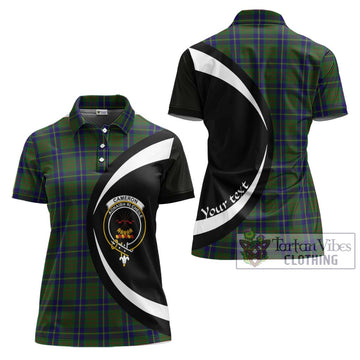 Cameron of Lochiel Hunting Tartan Women's Polo Shirt with Family Crest Circle Style