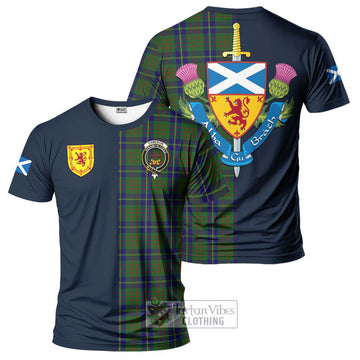 Cameron of Lochiel Hunting Tartan T-Shirt Alba with Scottish Lion Royal Arm Half Style