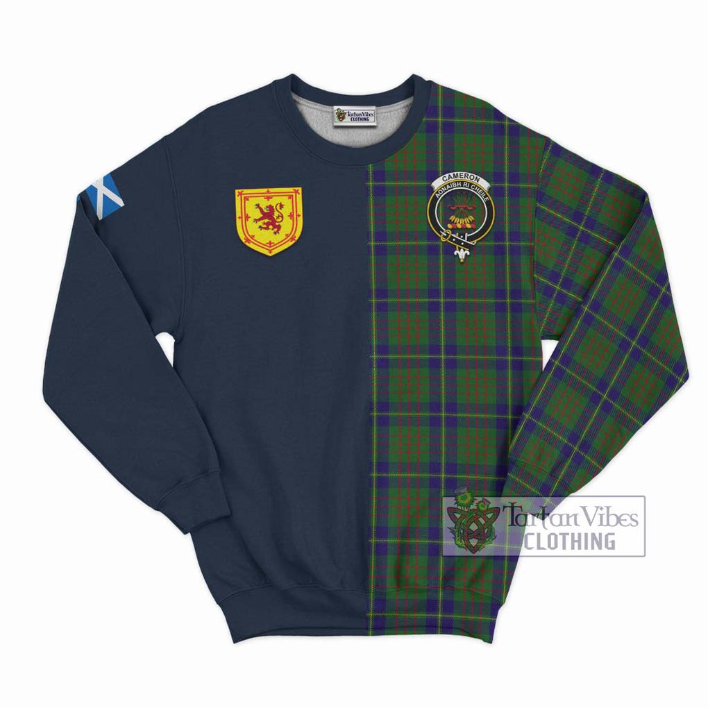 Tartan Vibes Clothing Cameron of Lochiel Hunting Tartan Sweatshirt with Scottish Lion Royal Arm Half Style