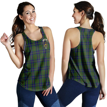 Cameron of Lochiel Hunting Tartan Women Racerback Tanks with Family Crest