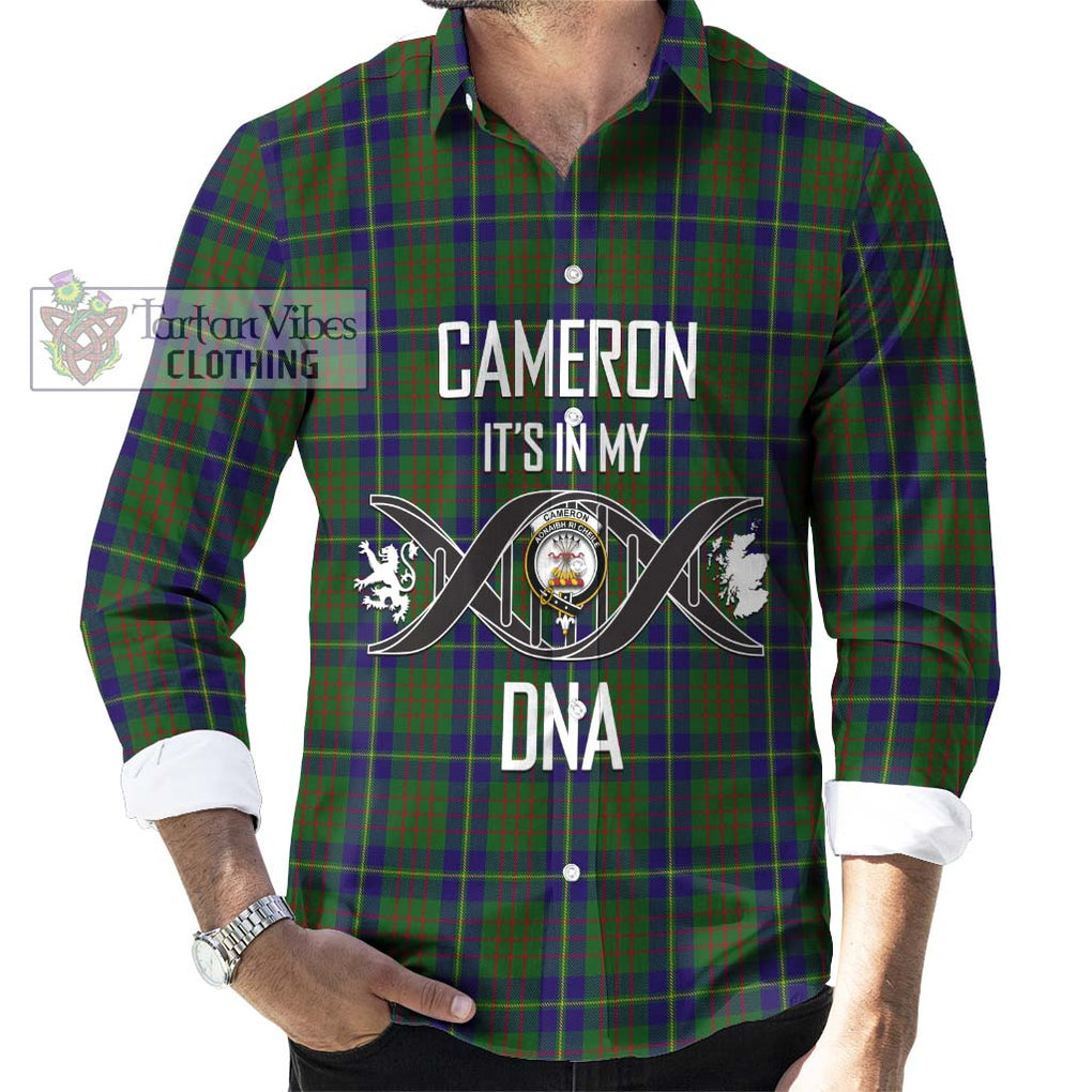 Cameron of Lochiel Hunting Tartan Long Sleeve Button Shirt with Family Crest DNA In Me Style Men's Shirt S - Tartanvibesclothing Shop