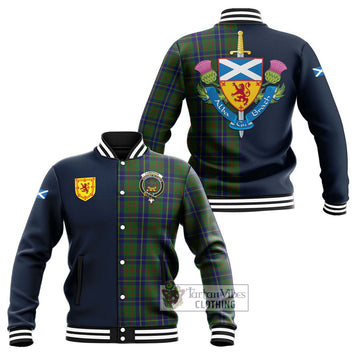 Cameron of Lochiel Hunting Tartan Baseball Jacket Alba with Scottish Lion Royal Arm Half Style