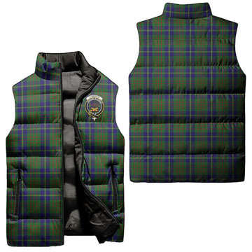 Cameron of Lochiel Hunting Tartan Sleeveless Puffer Jacket with Family Crest