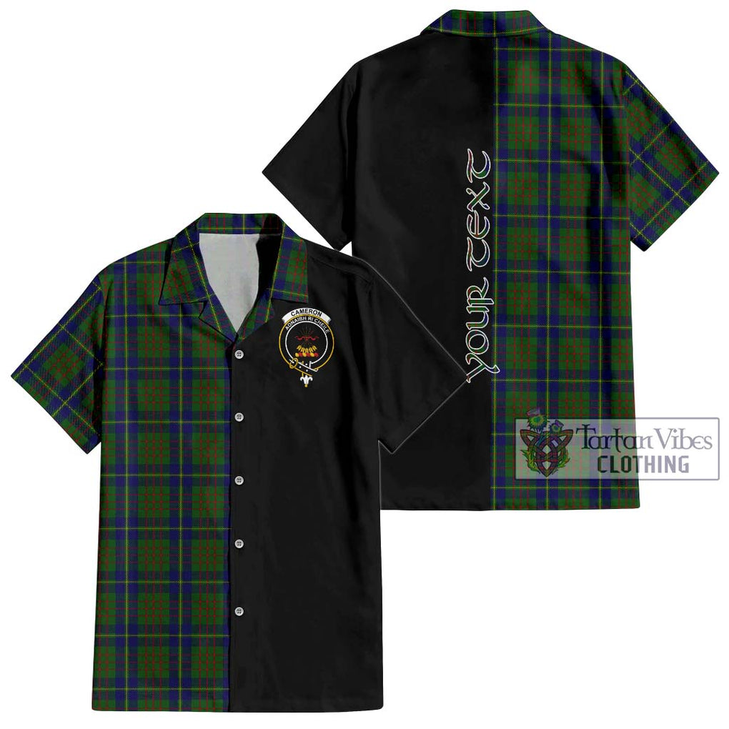 Cameron of Lochiel Hunting Tartan Short Sleeve Button Shirt with Family Crest and Half Of Me Style Kid - Tartanvibesclothing Shop