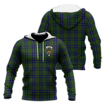 Cameron of Lochiel Hunting Tartan Knitted Hoodie with Family Crest