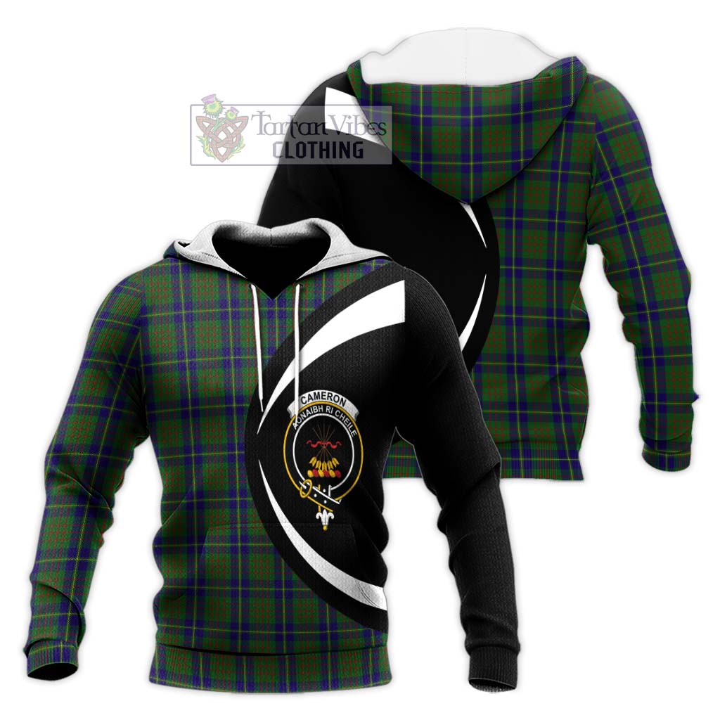 Cameron of Lochiel Hunting Tartan Knitted Hoodie with Family Crest Circle Style Unisex Knitted Pullover Hoodie - Tartan Vibes Clothing