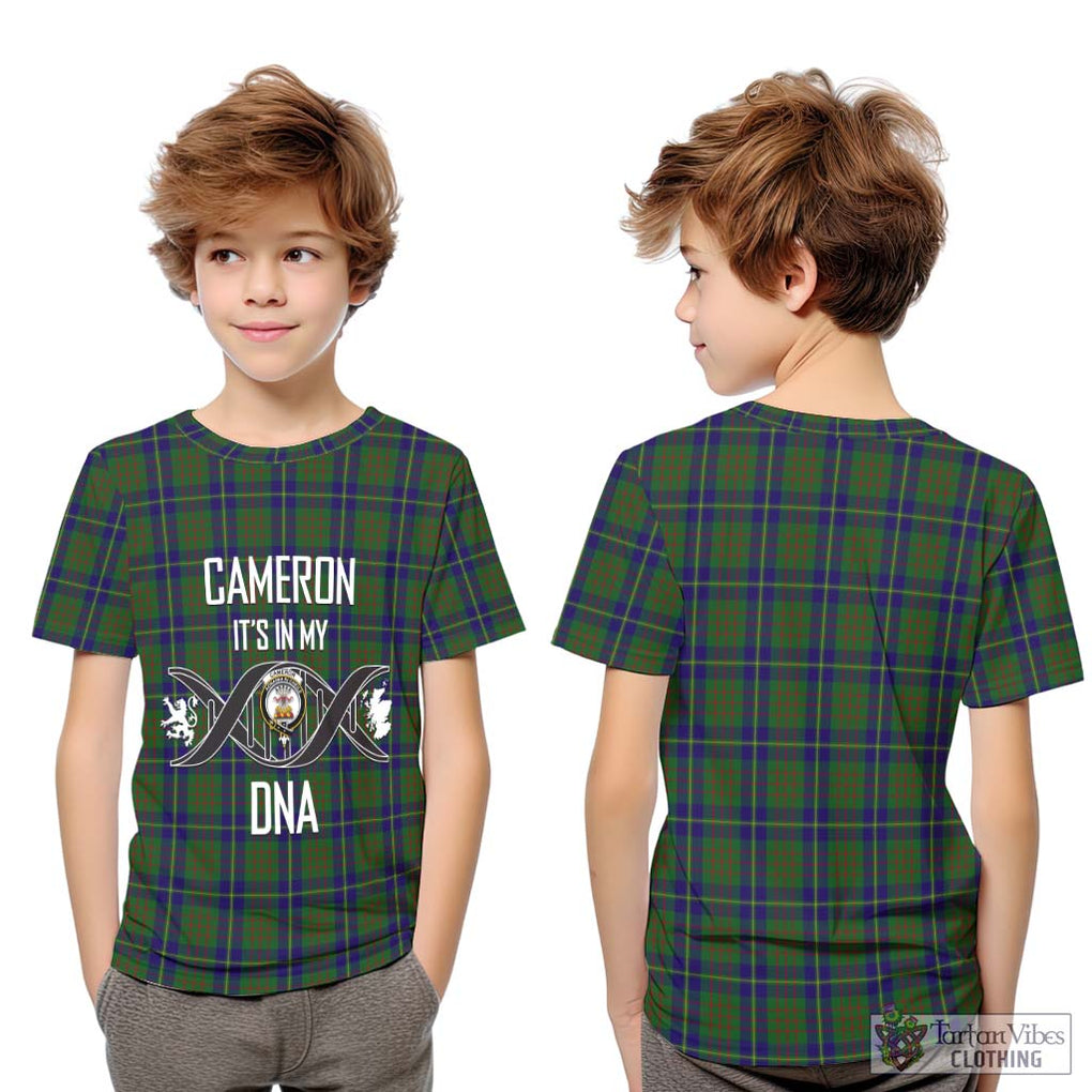 Cameron of Lochiel Hunting Tartan Kid T-Shirt with Family Crest DNA In Me Style Youth XL Size14 - Tartanvibesclothing Shop