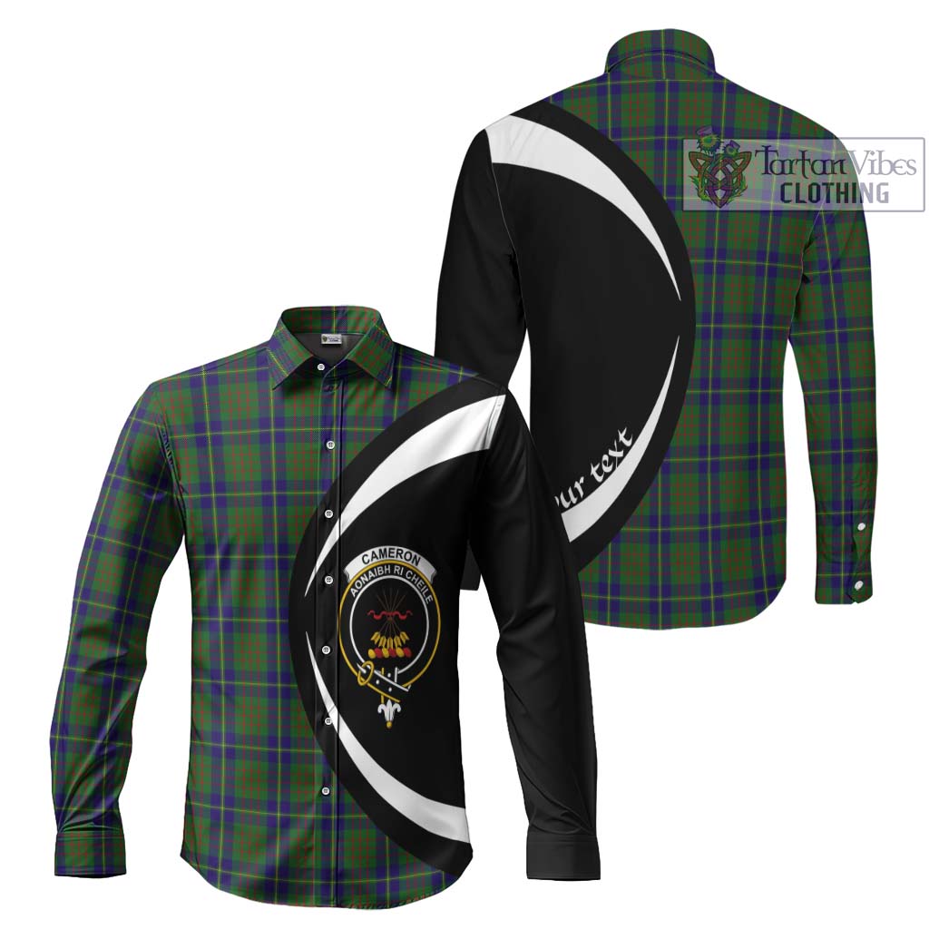 Cameron of Lochiel Hunting Tartan Long Sleeve Button Up with Family Crest Circle Style Men's Shirt S - Tartan Vibes Clothing