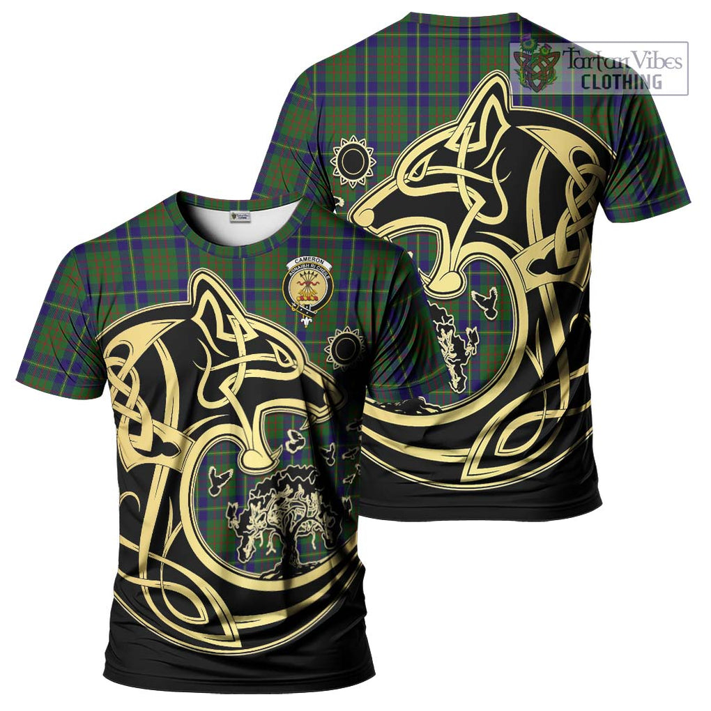 Cameron of Lochiel Hunting Tartan T-Shirt with Family Crest Celtic Wolf Style Kid's Shirt - Tartan Vibes Clothing