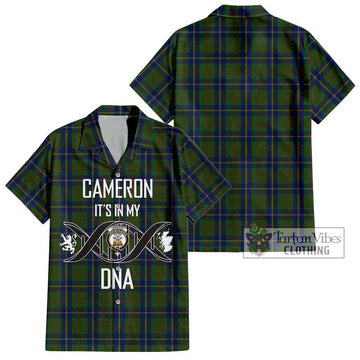 Cameron of Lochiel Hunting Tartan Short Sleeve Button Shirt with Family Crest DNA In Me Style