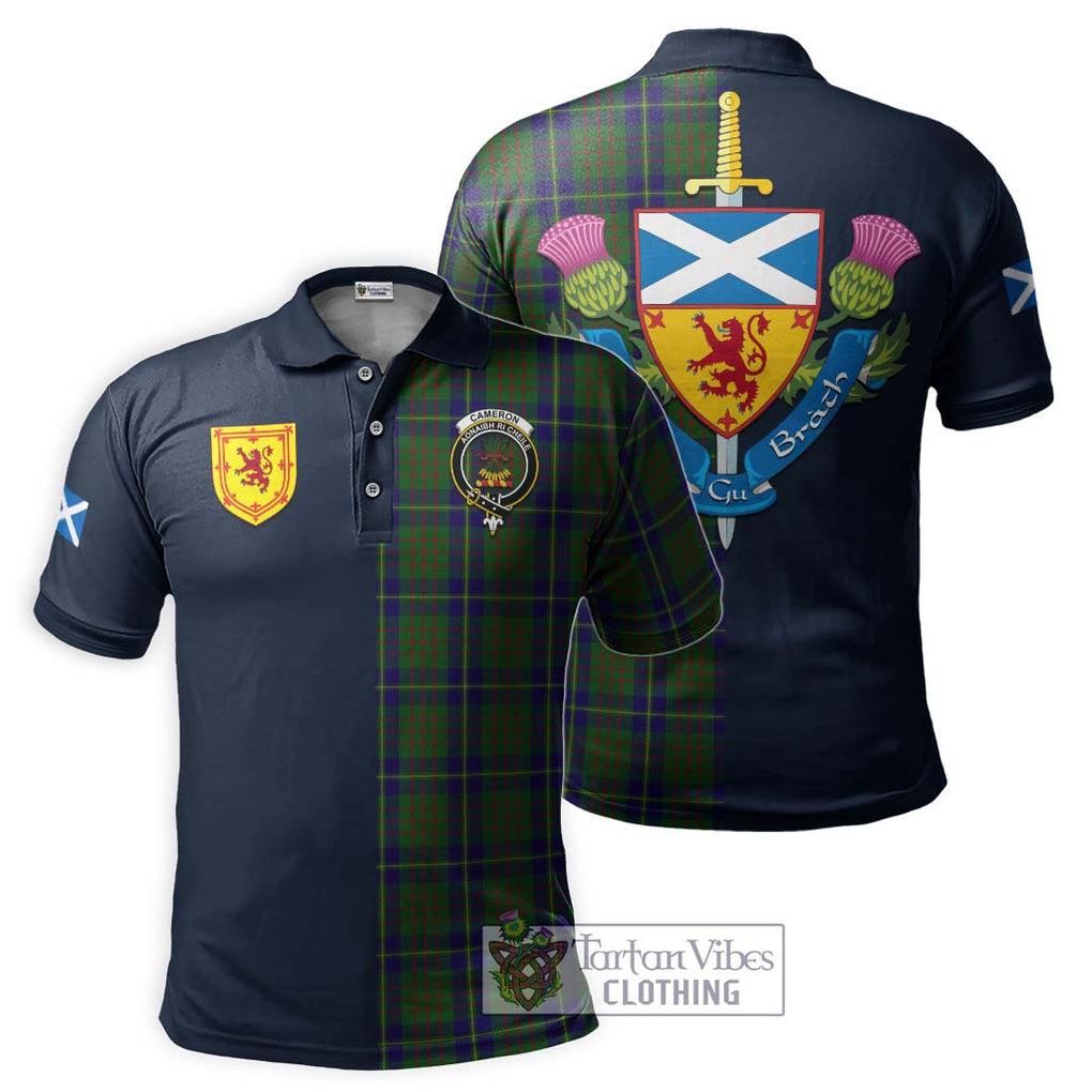 Tartan Vibes Clothing Cameron of Lochiel Hunting Tartan Polo Shirt with Scottish Lion Royal Arm Half Style