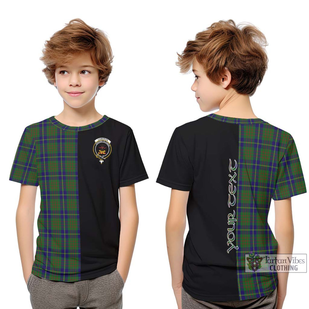 Cameron of Lochiel Hunting Tartan Kid T-Shirt with Family Crest and Half Of Me Style Youth XL Size14 - Tartanvibesclothing Shop