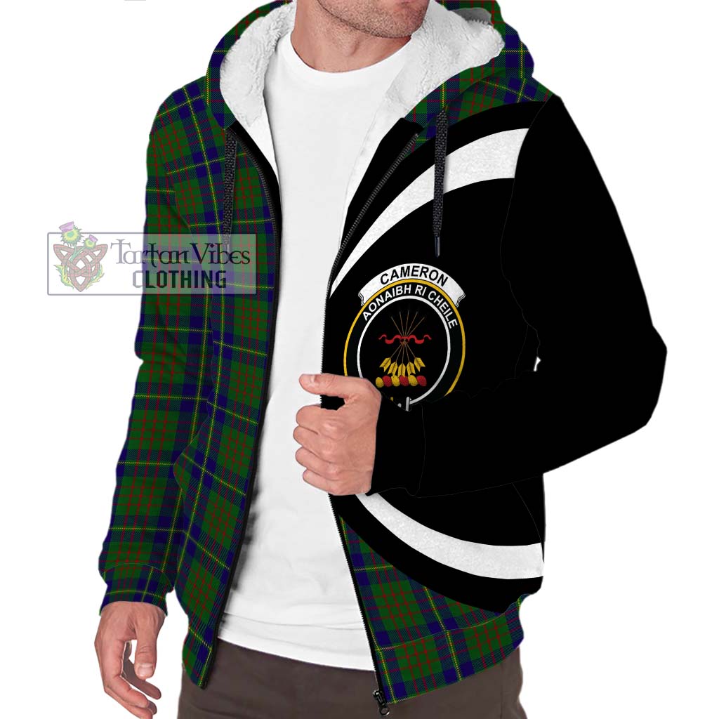 Cameron of Lochiel Hunting Tartan Sherpa Hoodie with Family Crest Circle Style Unisex S - Tartan Vibes Clothing